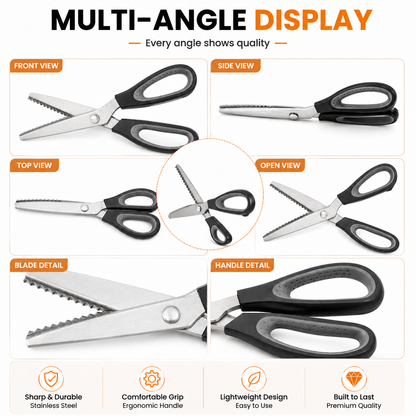 ✂️ Professional Pinking Shears – Stainless Steel Zigzag Fabric Cutting Scissors