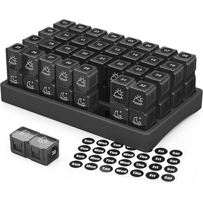 🎉💊 Monthly AM/PM Pill Organizer – Twice-a-Day Medicine & Vitamin Storage with Stickers