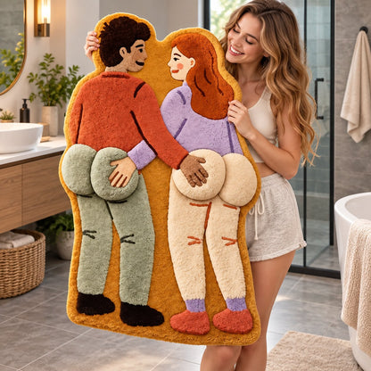 Cheeky Couple 3D Plush Bath Mat – Funny Statement Rug