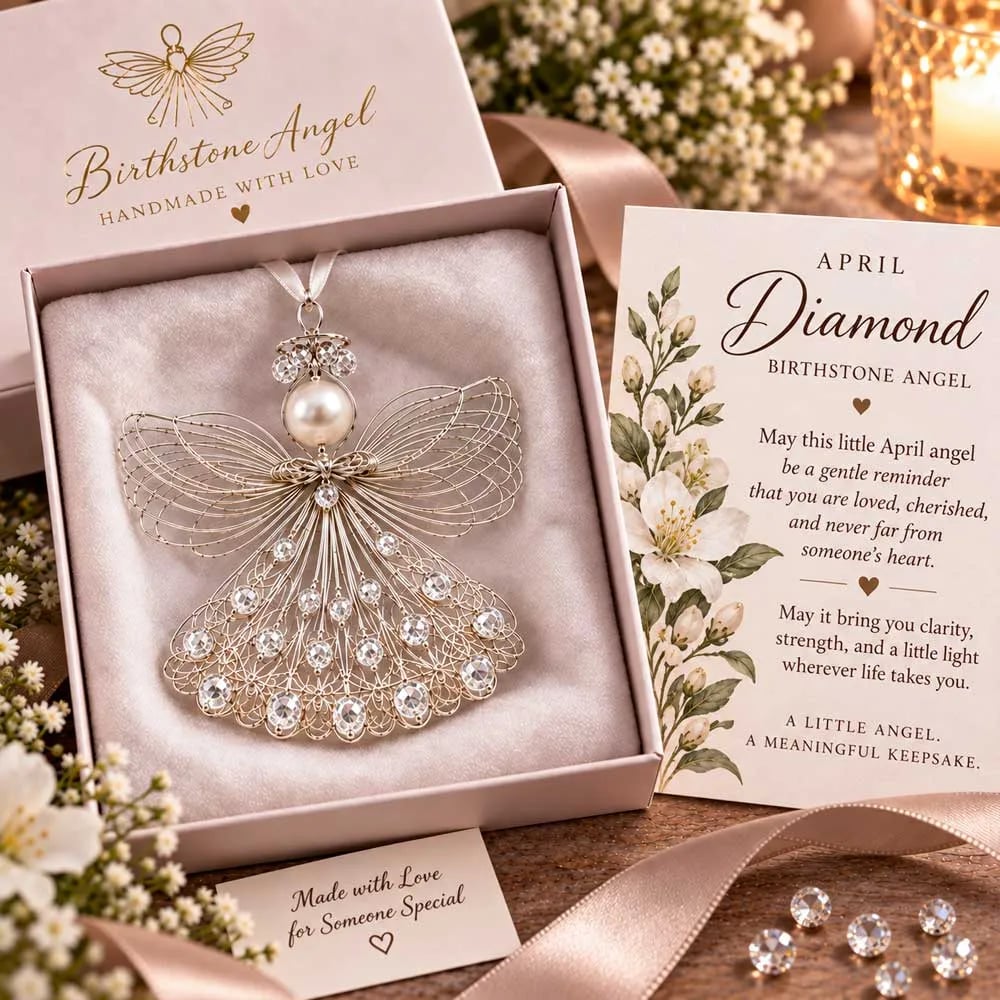 👼 Birthstone Angel Wire Ornament | 12 Month Keepsake Colors