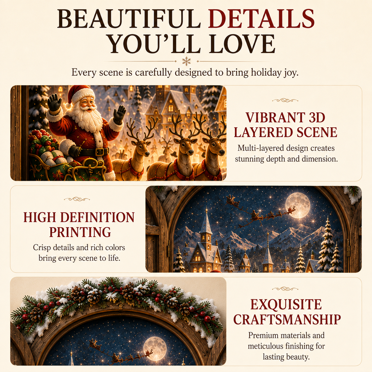 Santa’s Secret Window Light – 3D Lighted Christmas Wall Decor