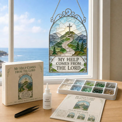 ✝️ Beginner-Friendly DIY Scripture Sea Glass Suncatcher Kit Collection | Complete Kit with Frosted Sea Glass Pieces, Clear Adhesive & Step-by-Step Guide Included 💕