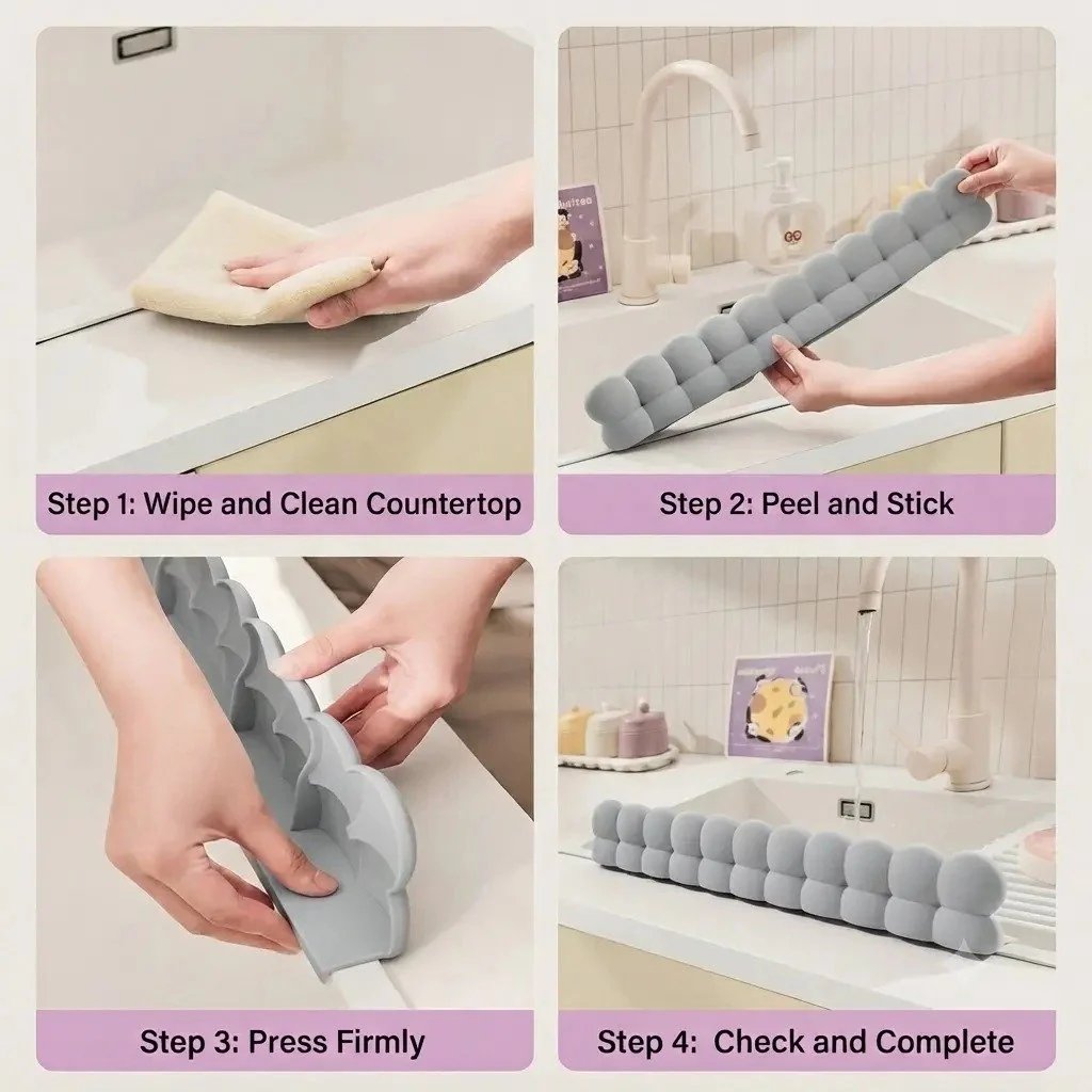 Waterproof Silicone Sink Splash Guard Set 2‑Piece Reusable