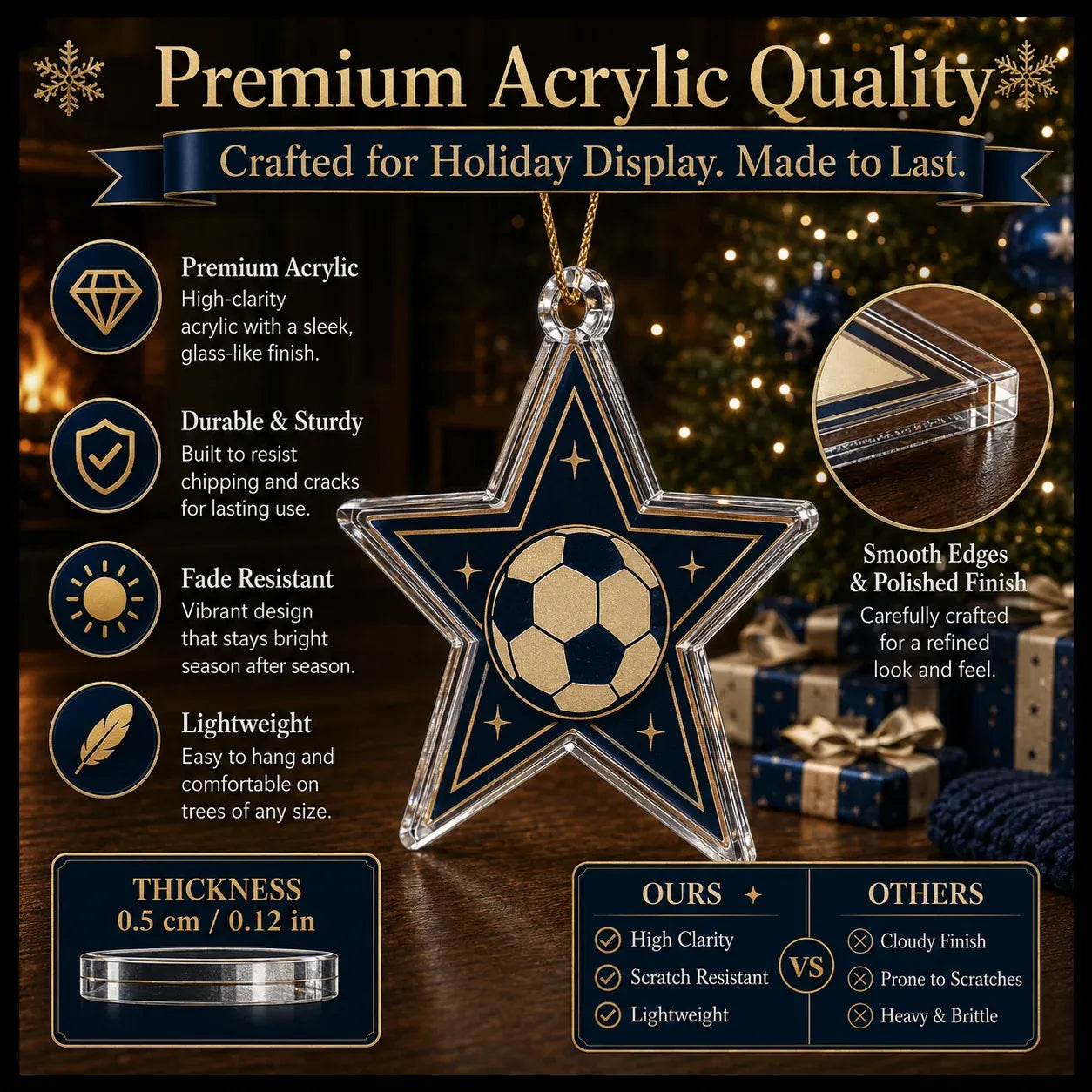 ⏳ Last Day 49% OFF – ⚽ Football Christmas Advent Calendar | 24 Collectible Acrylic Ornaments for Fans, Families & Holiday Displays 🎄