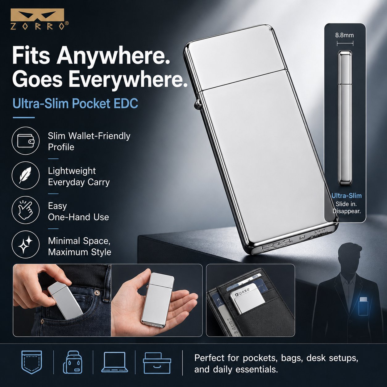 Ultra-Thin Metal Lighter – Mirror Chrome Reusable Kerosene Lighter