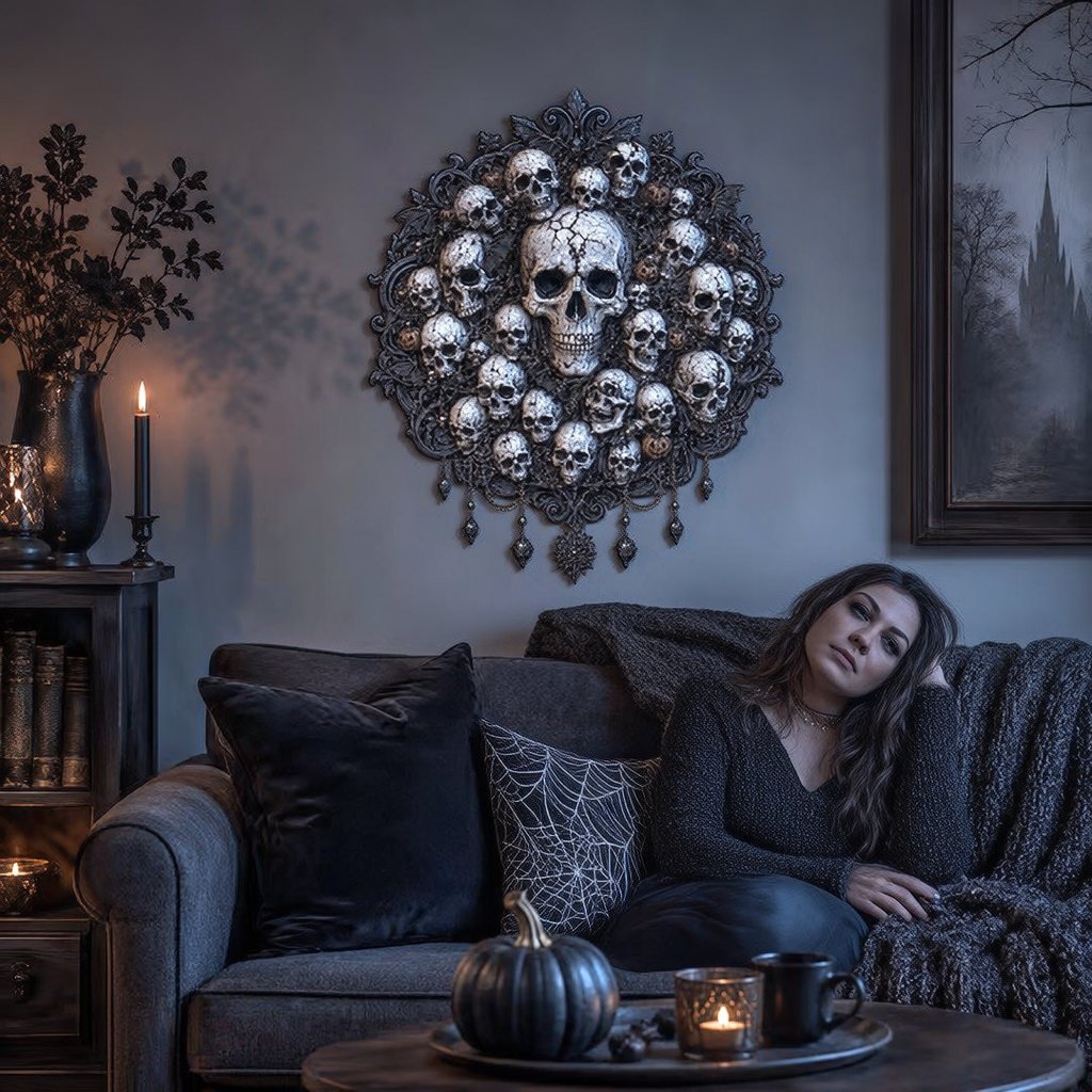 🦇 Gothic Halloween Wall Art Collection | Metal Skull, Ghost & Bat Decor with 3D Visual Effect for Haunted Wall Displays 🎃
