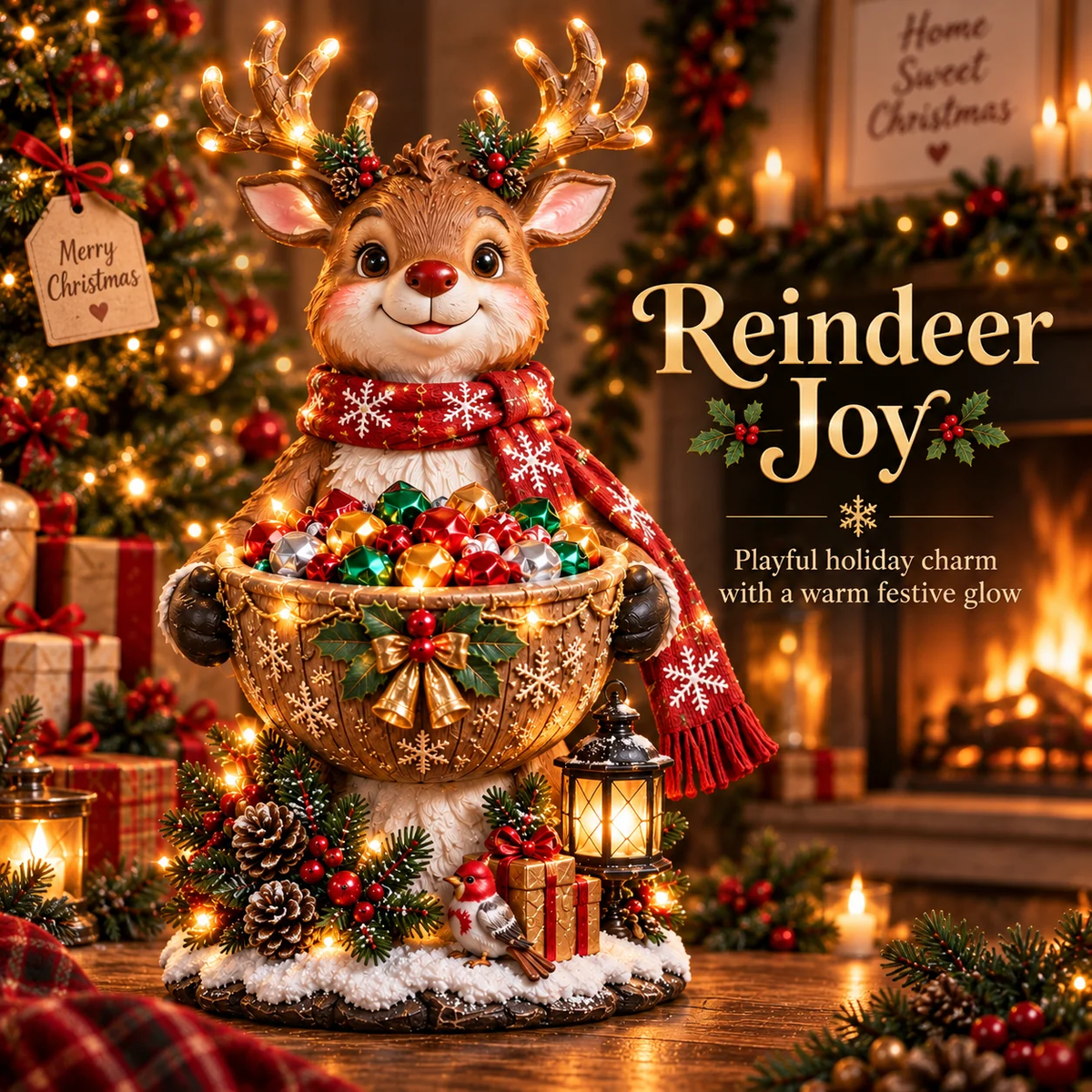 🔥Hot Sale 49% OFF❤️ Cardinal Christmas Treat Bowl™ – Lighted Holiday Candy Bowl & Tabletop Decor