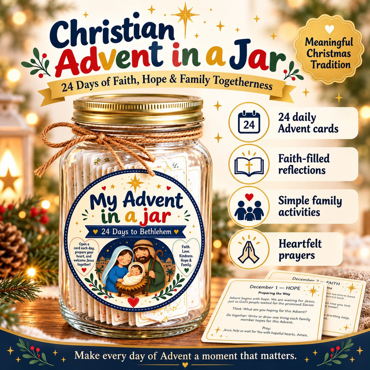 ✝️ Christian Advent in a Jar – Keep Christ at the Heart of Christmas