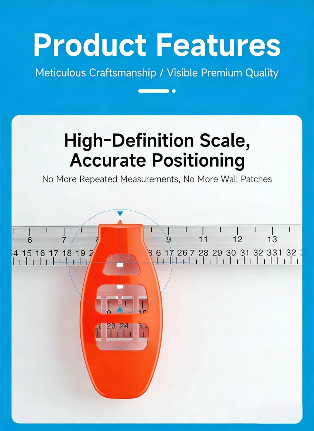 Precision Picture Hanging Level Tool & Wall Decor Positioning Kit