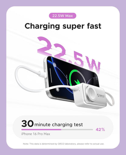 ⚡4-in-1 Folding Chargeable Portable Power Bank with Integrated Cable, Apple Watch Wireless Charging