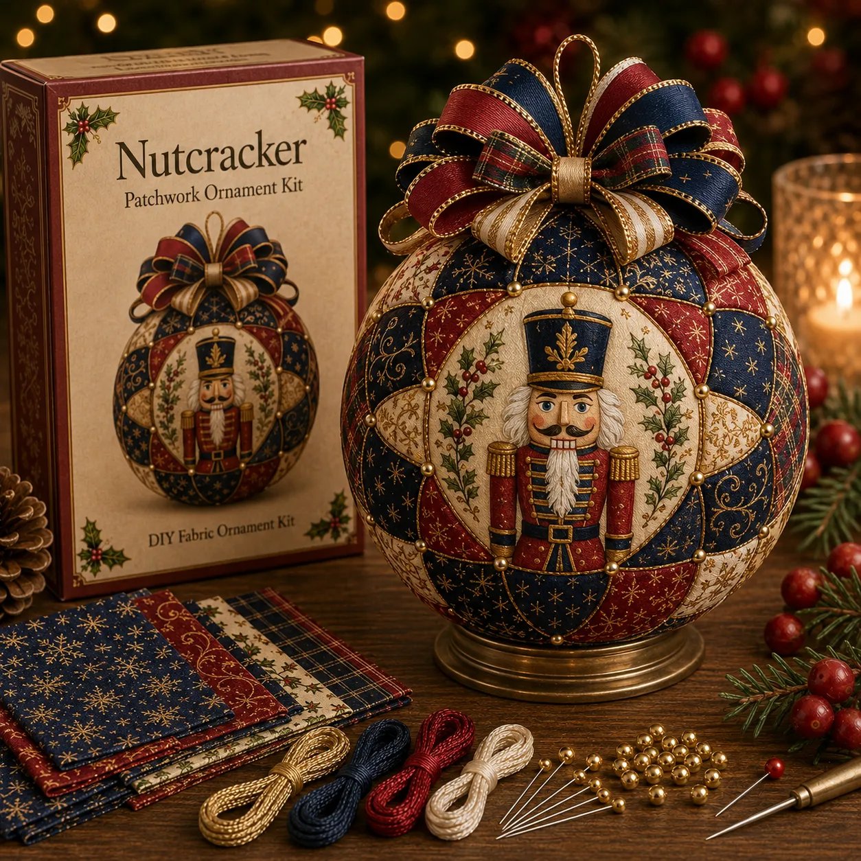 🎁LAST DAY 49% OFF-🎄 Christmas Classics Patchwork Ornament DIY Kit (Beginner-Friendly)