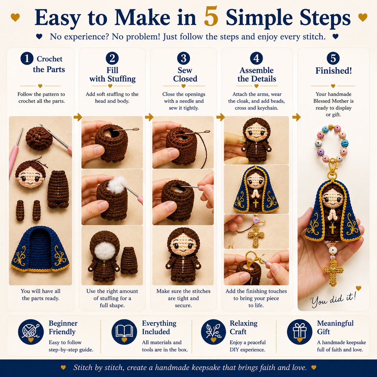 ⏳ Last Day 49% OFF – 🙏 Beginner-Friendly DIY Christian Faith Crochet Keychain Kit Collection | Complete Kit with All Tools & Step-by-Step Guide Included 💕