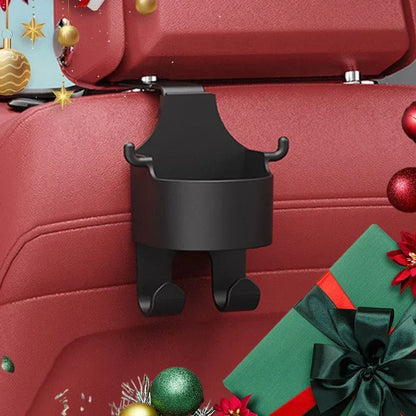 Car Seat Headrest Cup Holder with Hooks – Back Seat Organizer
