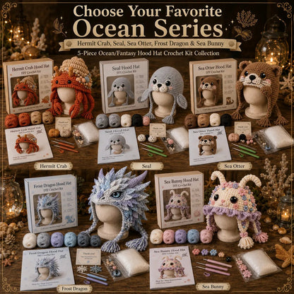 🔥 LAST DAY 49% OFF – 🌊✨ Ocean Series Hood Hat DIY Crochet Kit | Premium Soft Yarn Materials with Step-by-Step Guide DIY Handmade Wearable Ocean Character Hood 🧶🎭✨