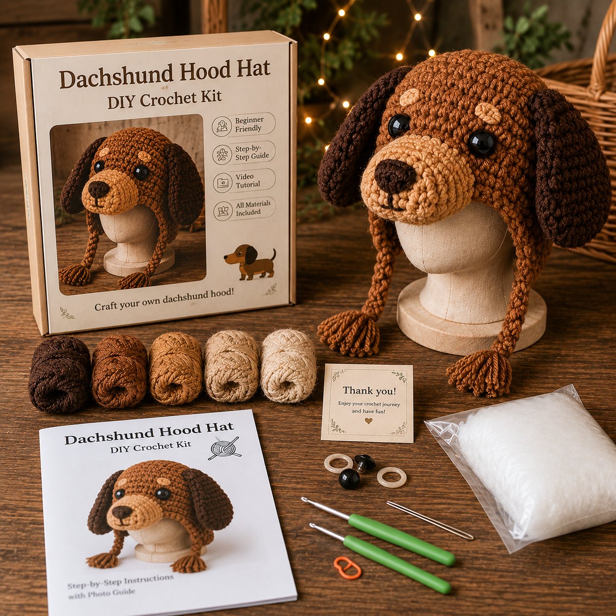 🔥 LAST DAY 49% OFF – 🐾✨ Animal Hood Hat DIY Crochet Kit | Premium Soft Yarn Materials with Step-by-Step Guide DIY Handmade Wearable Animal Character Hood 🧶🎭✨