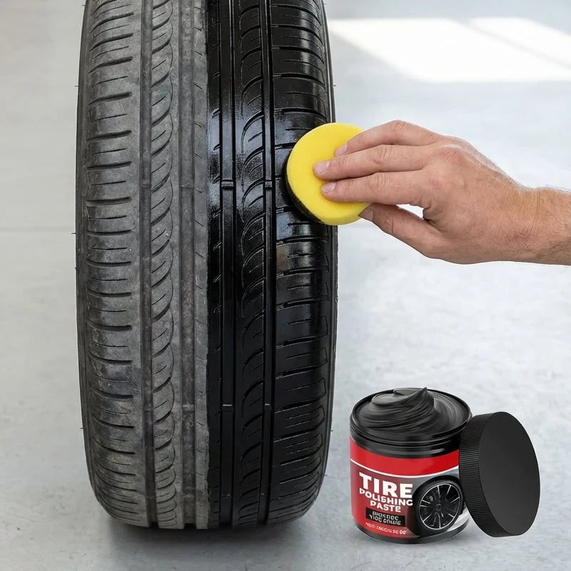 ✨ Tire Shine Balm with Sponge – Deep Black Tire Finish