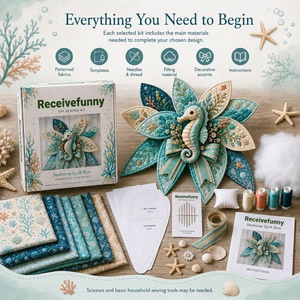 ⏳ Last Day 49% OFF – 🌊 Beginner-Friendly Oversized Ocean Animal Quilted Bow Sewing Kit | Complete Kit with All Tools & Step-by-Step Guide Included 💕