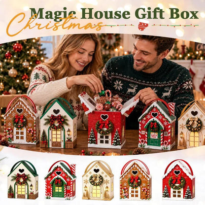 Christmas House Gift Box – Festive Handled Holiday Packaging