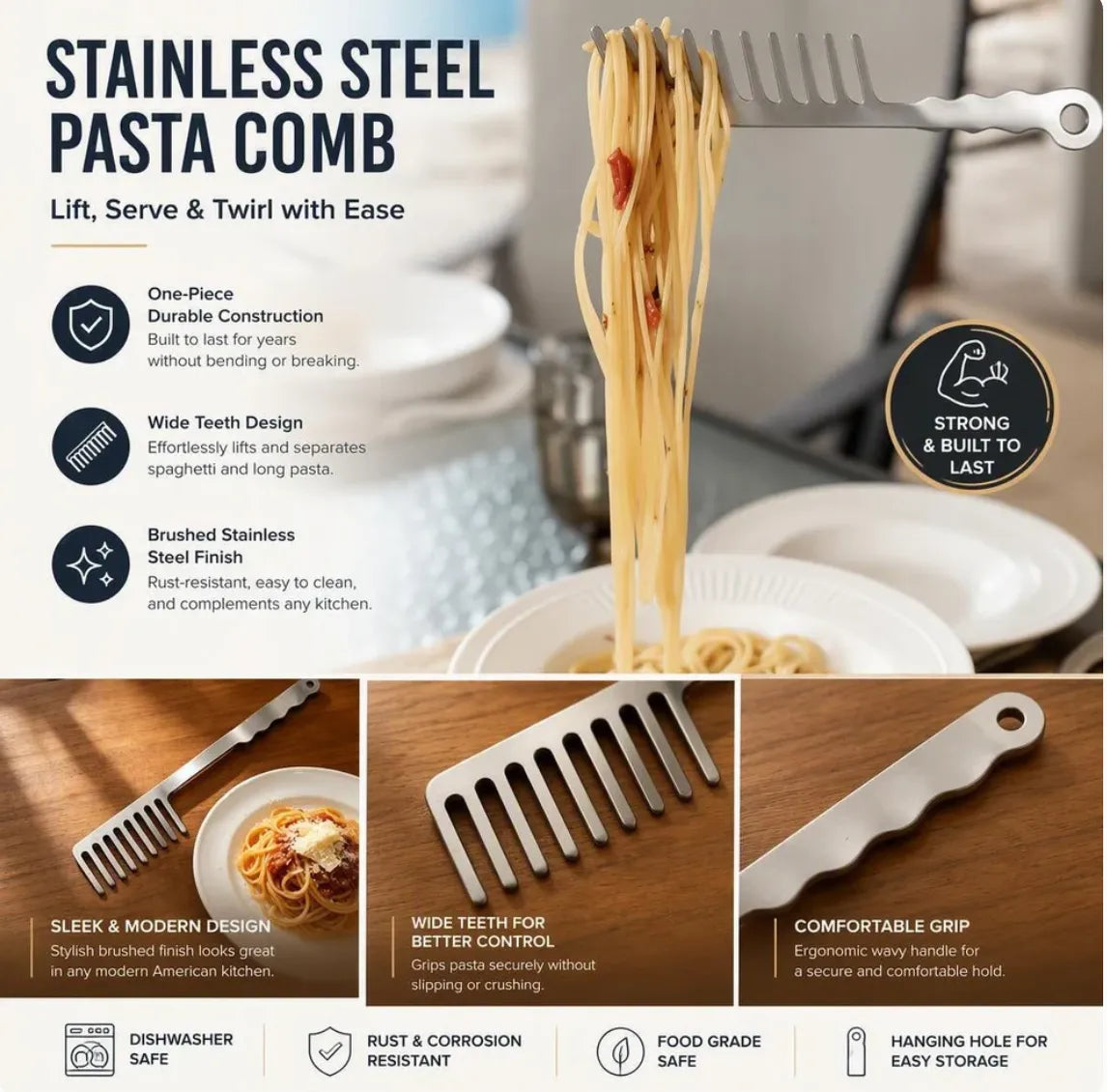 🔥🎁🍝Stainless Steel Pasta ServerItalian Kitchen Utensil