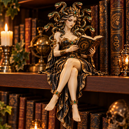 🐍 Medusa Shelf Sitter Collection – 3 Mythology-Inspired Figurines for Book Lovers & Gothic Decor🎁🎁🎁
