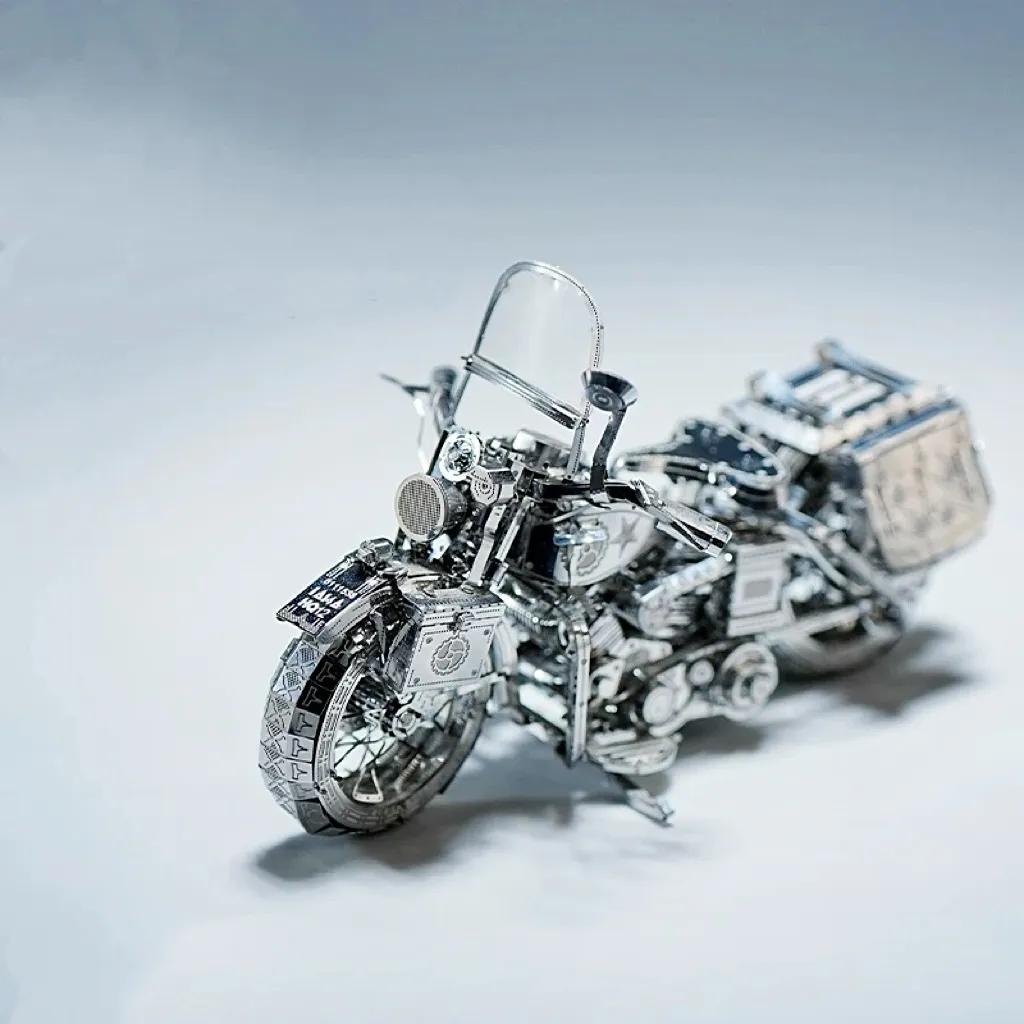 💥🏆Silver Motorcycle 3D Metal Assembly Puzzle