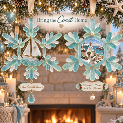 Coastal-style snowflake Christmas ornament