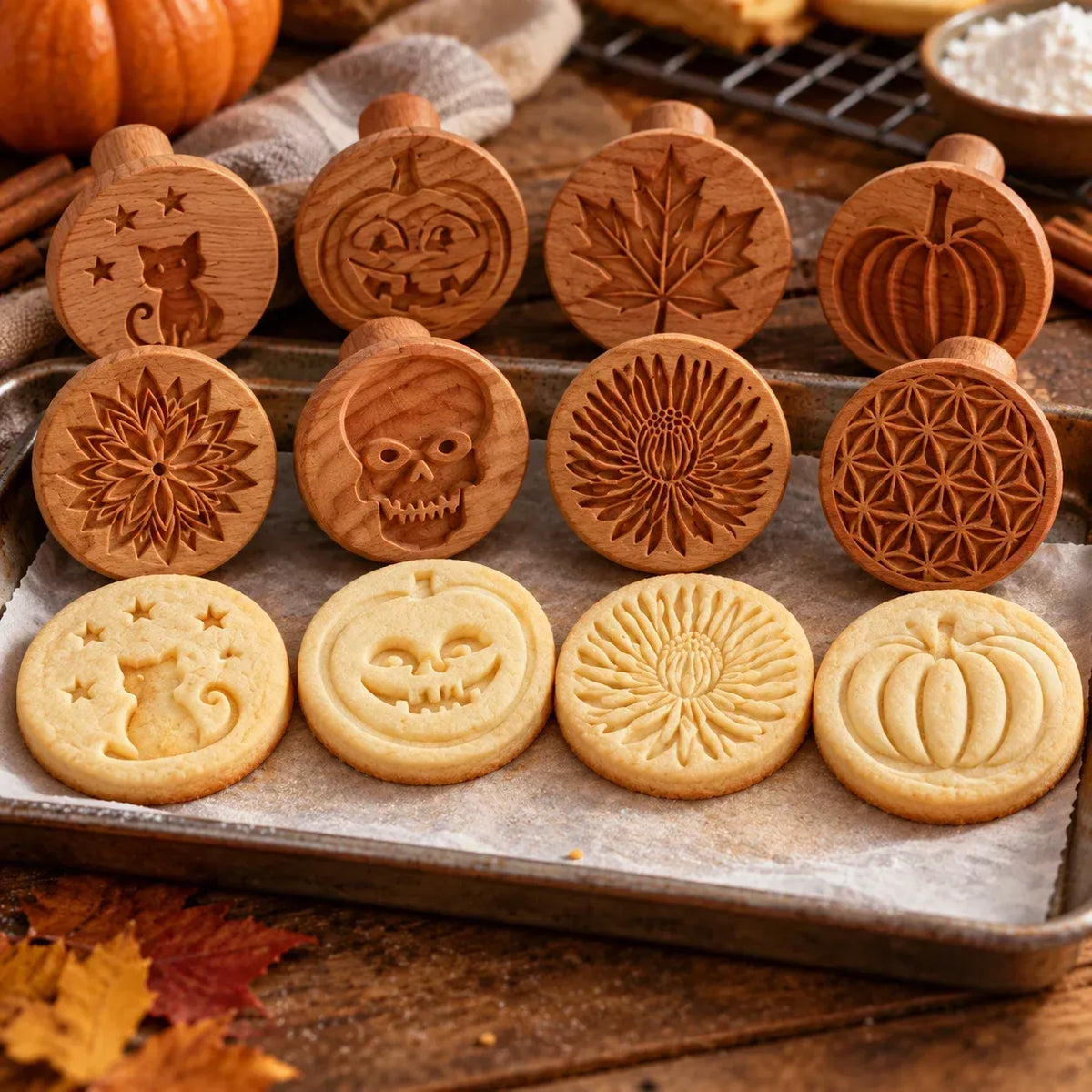 Patterned Wood Cookie Embosser | Seasonal Party & Gift Cookie Prep