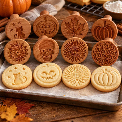 Patterned Wood Cookie Embosser | Seasonal Party & Gift Cookie Prep