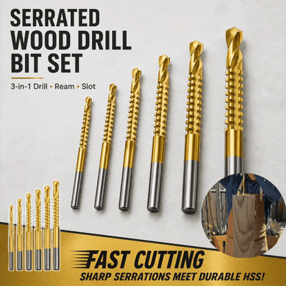 🛠️ Limited-Time 50% OFF – High-Speed Steel Serrated Wood Drill Bit Set