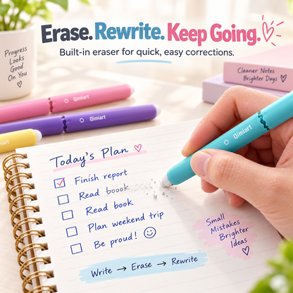 9-Color Erasable Gel Pens Set – Quick-Dry 0.6mm Pens with Built-In Eraser