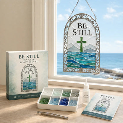 ✝️ Beginner-Friendly DIY Scripture Sea Glass Suncatcher Kit Collection | Complete Kit with Frosted Sea Glass Pieces, Clear Adhesive & Step-by-Step Guide Included 💕