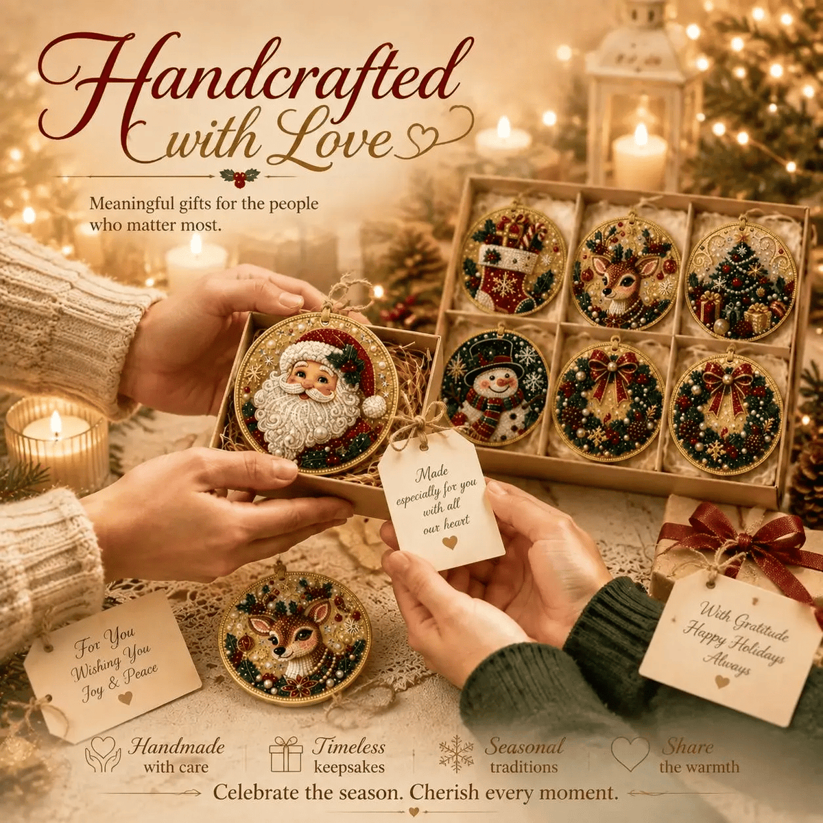 🔥Only $9.99 Last Day Promotion!🎄Christmas DIY Diamond Painting Ornaments Kit (6 PCS)🎅
