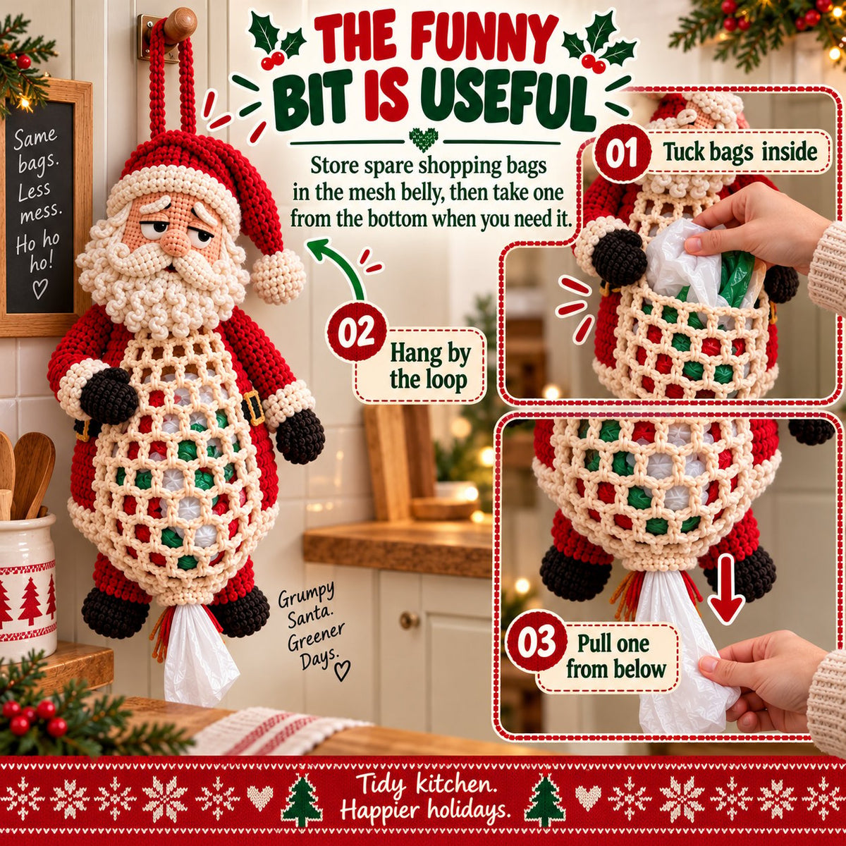 ⏳ Last Day 49% OFF – 🧶 Beginner-Friendly Christmas Crochet Bag Holder DIY Kit | 4 Festive Designs with Yarn, Tools & Guide Included 🎄