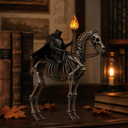 Lighted Headless Horseman on Skeleton Horse Figurine