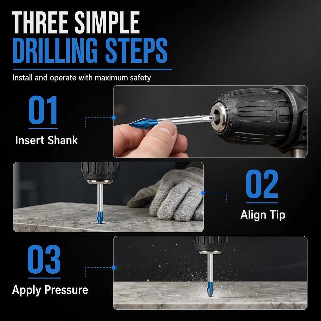 🔩✨ Carbide Eccentric Drill Bit – Sharp Hex-Shank Multi-Surface Drilling with Cleaner, Crack-Reduced Results