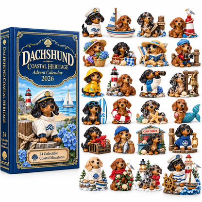 Dachshund Coastal Advent Calendar 2026 – 24 Seaside Miniatures