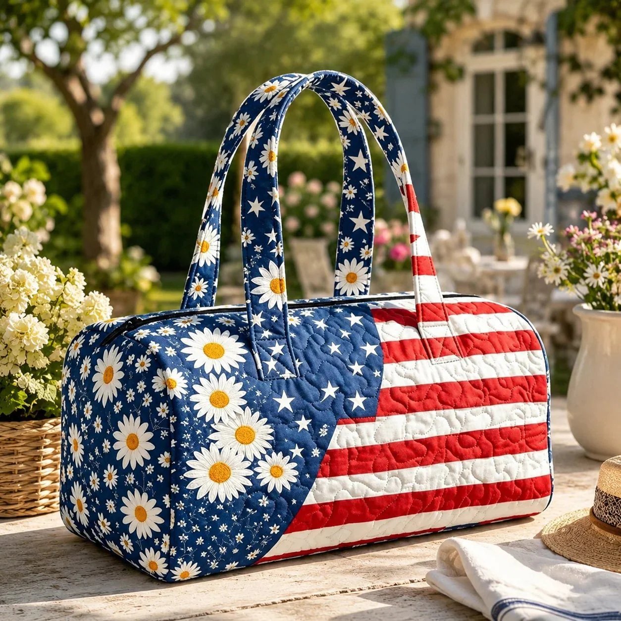 🔥HOT SALE 49% OFF🔥 Floral American Flag Travel Duffel