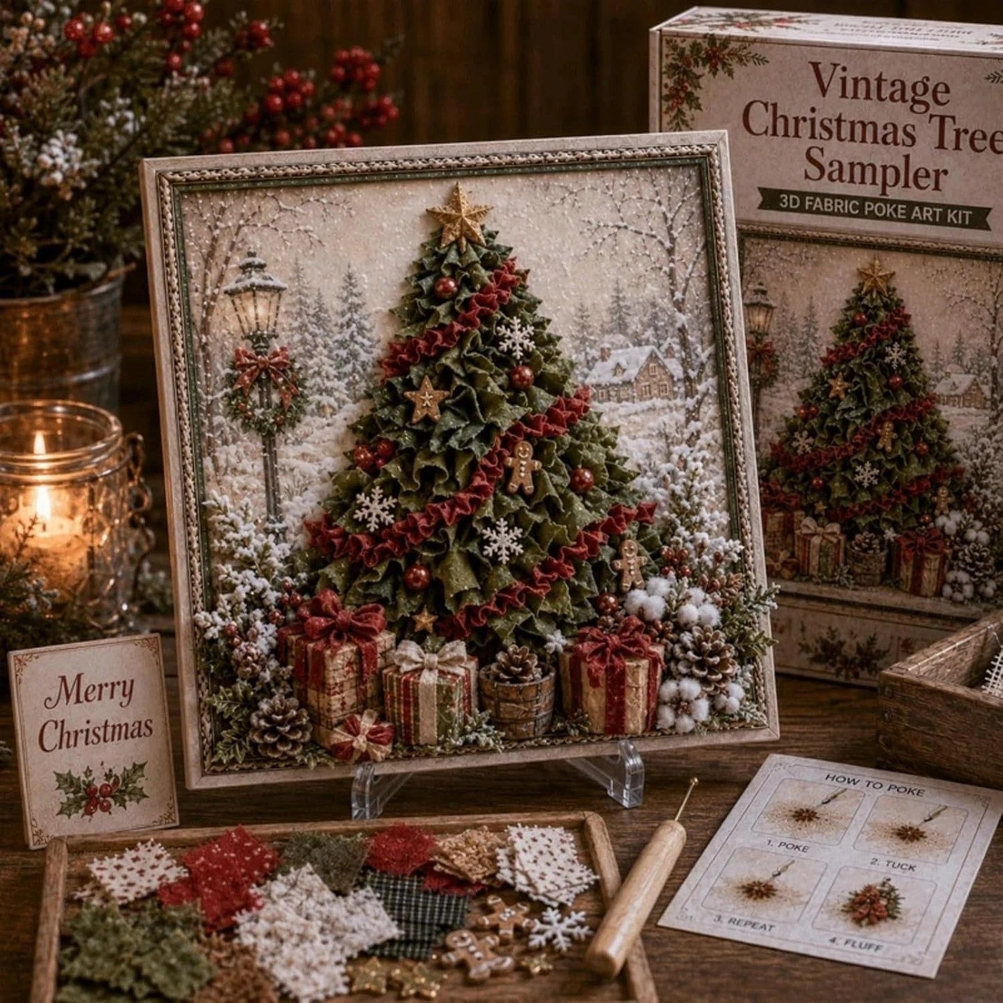 🔥2026 HOT SALE 49% OFF 💥🎄 3D Christmas Fabric Poke Art DIY Craft Kit