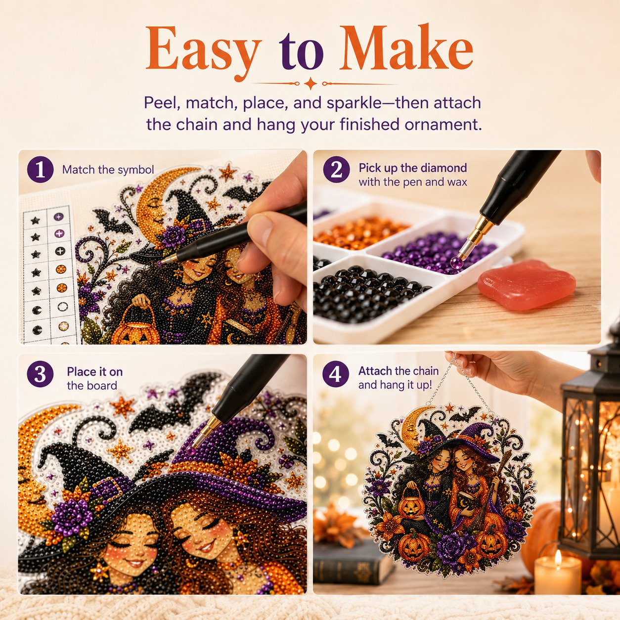🧙‍♀️🎃Halloween Witch Friendship Diamond Art Window Suncatcher