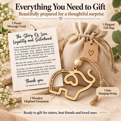 Sisterhood Elephant Wooden Keepsake – Friendship Gift
