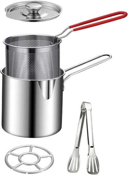🍗🍗Personal Mini Deep Fryer Set – Stainless Steel Pot with Lift-Out Draining Basket & Food