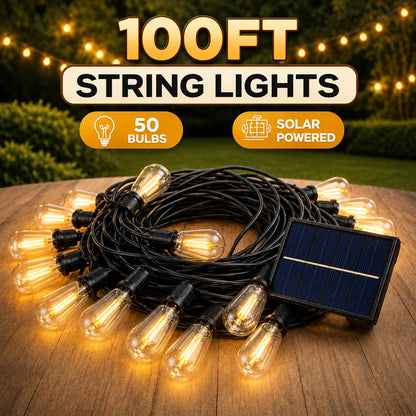 100FT Solar Outdoor String Lights with Remote Control