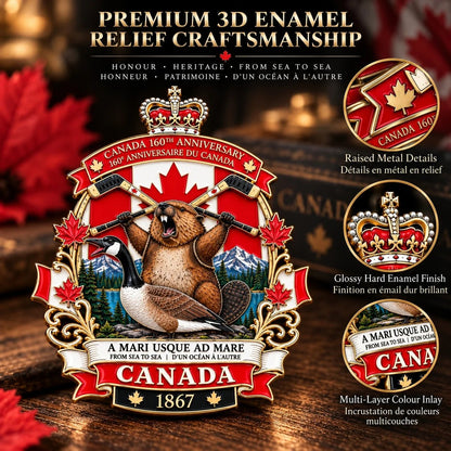 Canada 160th Anniversary Tribute Badge – 3.5 in Metal Enamel Pin