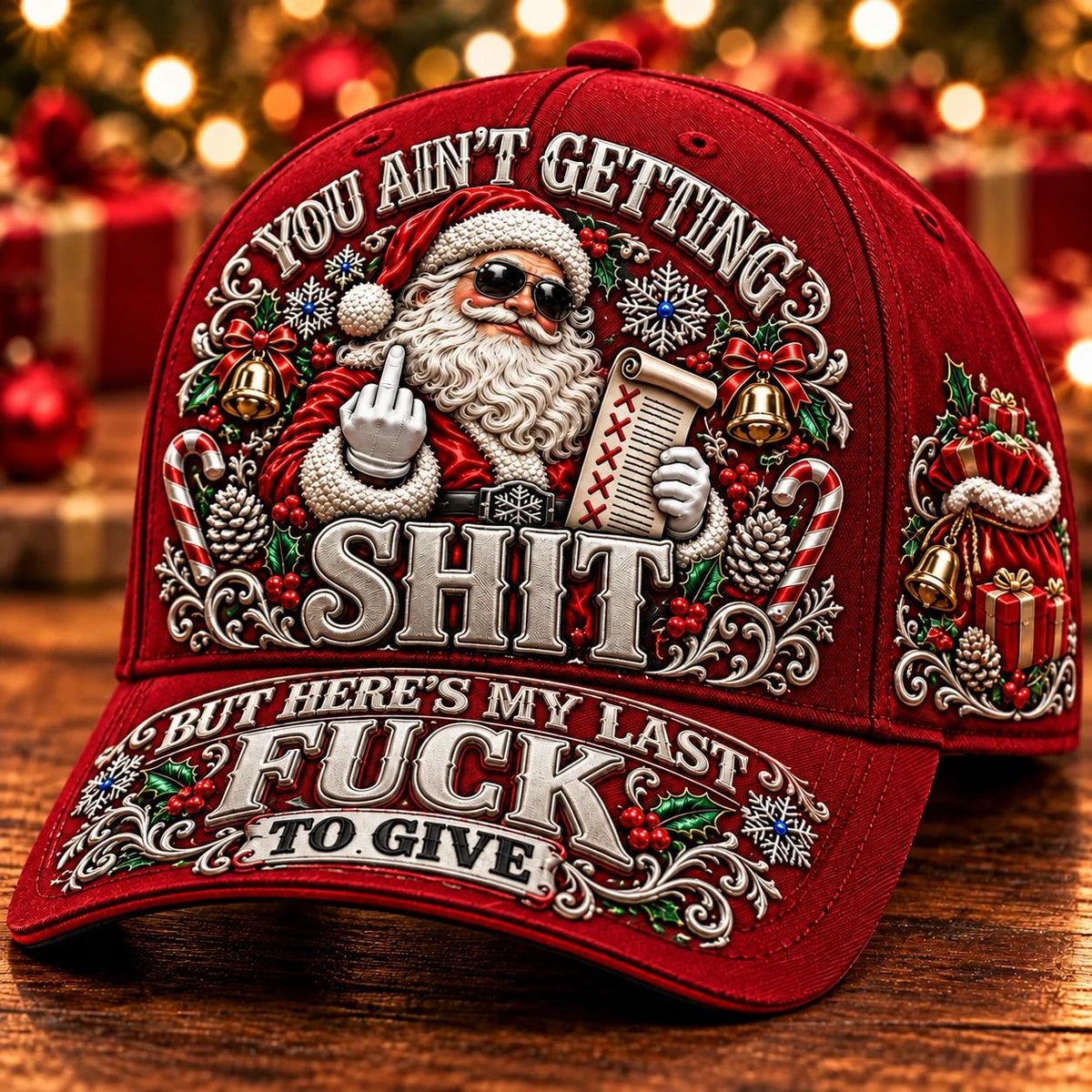 🎄Santa’s Last Gift Adult Humor Christmas Cap - 100% Cotton 🎅You Ain’t Getting Shit