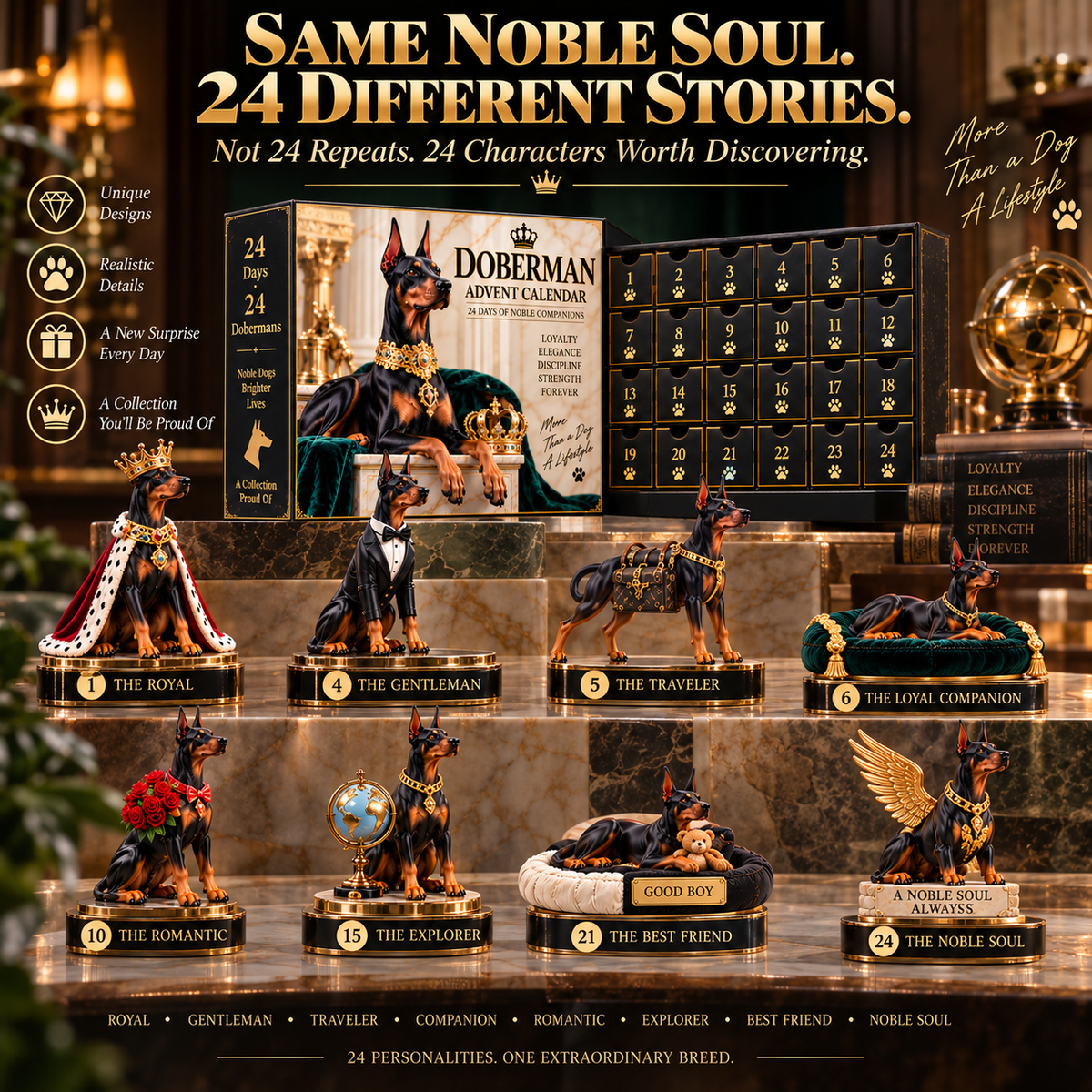 🐕‍🦺One Noble Soul, 24 Different Stories – Doberman Countdown Collection