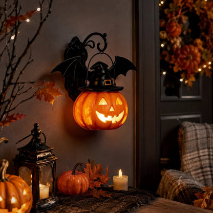 🎃Halloween Early Bird Special Sale 50% OFF🎃 Bat Hat Pumpkin Wall Lamp 🦇