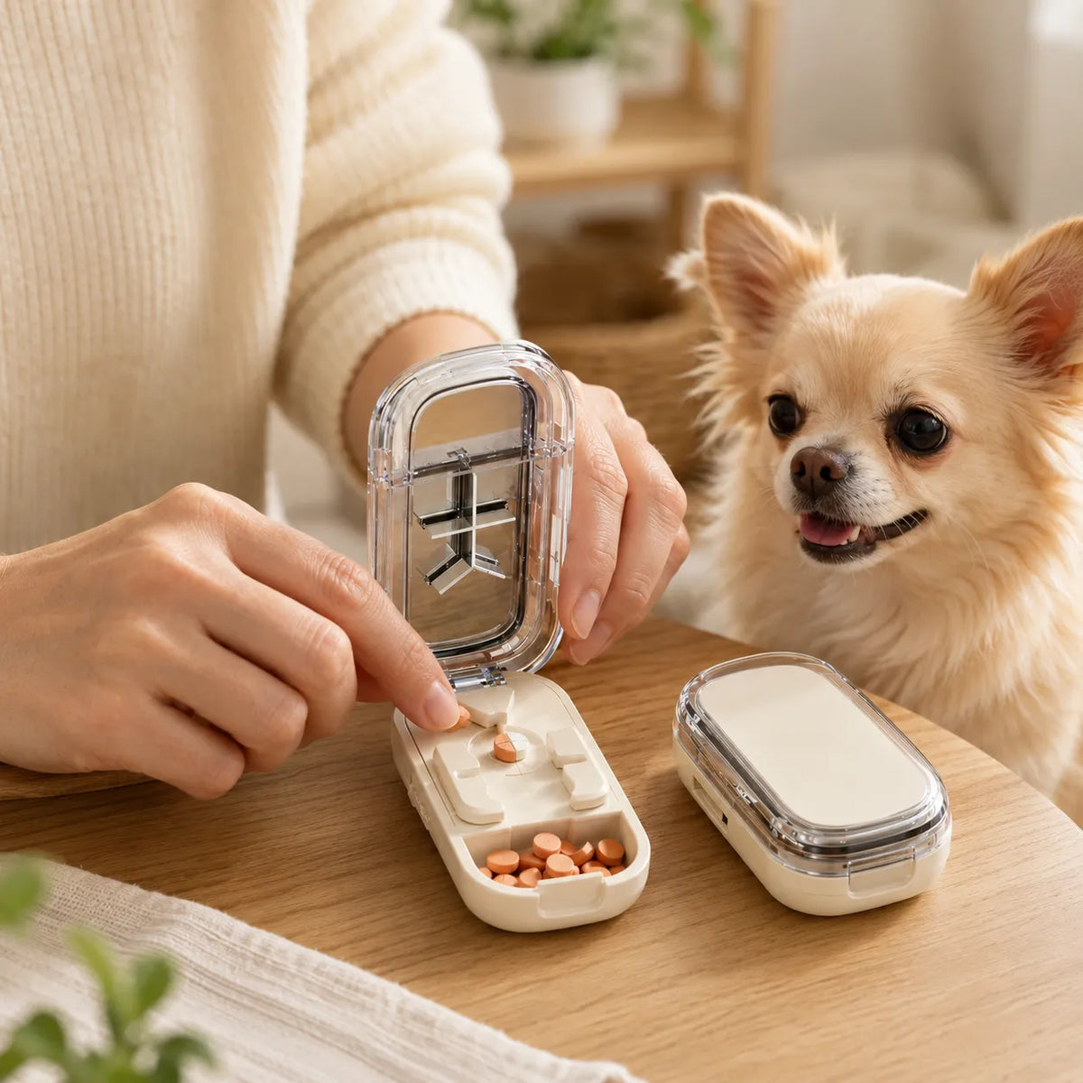 Adjustable Pill Cutter with Storage for Precise Dose Splitting
