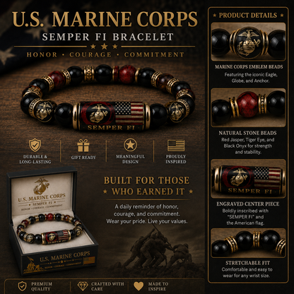 🇺🇸 Last Day Promo: 49% OFF 🎖️ - U.S. Marine Corps Semper Fi Tribute Beaded Bracelet