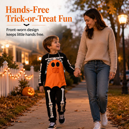 ⏳ Last Day 49% OFF – 👻 Hands-Free “Feed the Ghost” Halloween Treat Bag for Kids | Wearable Front-Hanging Candy Bag with Large Mouth Opening & Roomy Trick-or-Treat Storage 🎃🍬