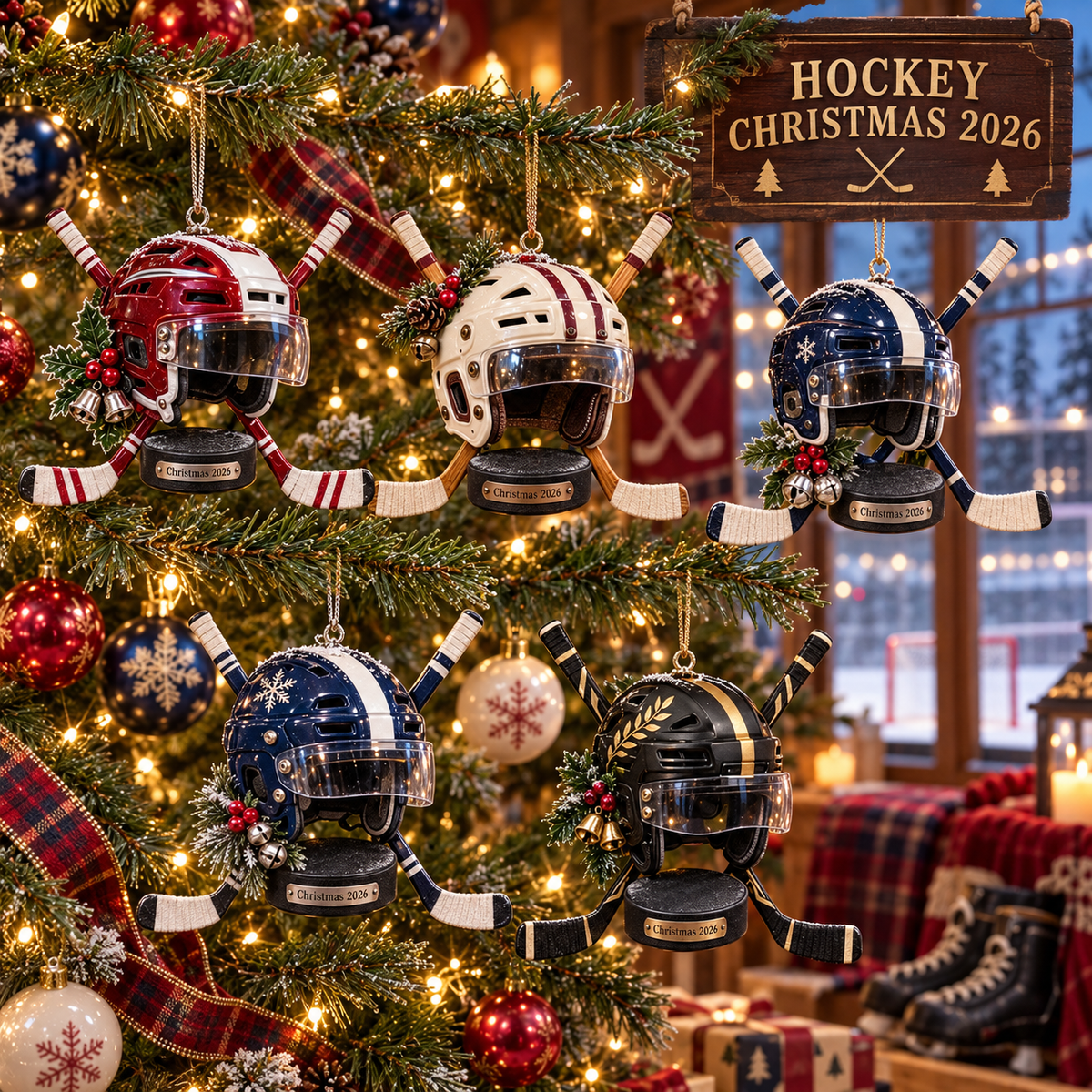 2026 Hockey Christmas Ornaments – 5 Unique Helmet, Stick & Puck Designs for Hockey Fans